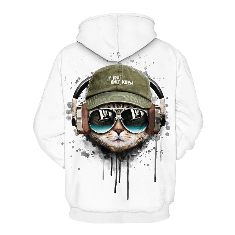 Men's Graphic Animal Hoodie Hoodies Sweatshirt Casual Hooded Daily Going out White Designer2