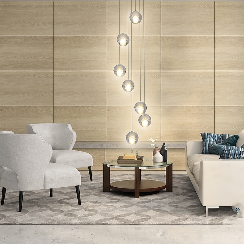 7-Light 10(4") Crystal LED Pendant Light Spherical Design Metal Cluster Chrome Modern Contemporary for Dining Room 90-240V4