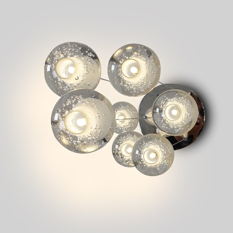 7-Light 10(4") Crystal LED Pendant Light Spherical Design Metal Cluster Chrome Modern Contemporary for Dining Room 90-240V3
