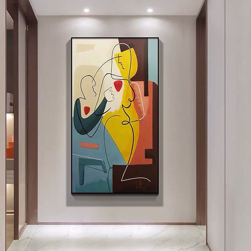100% Hand painted Pablo Picasso Style Oil Painting on Canvas Cuadros Posters Wall Picture for Living Room Decor Rolled Without Frame