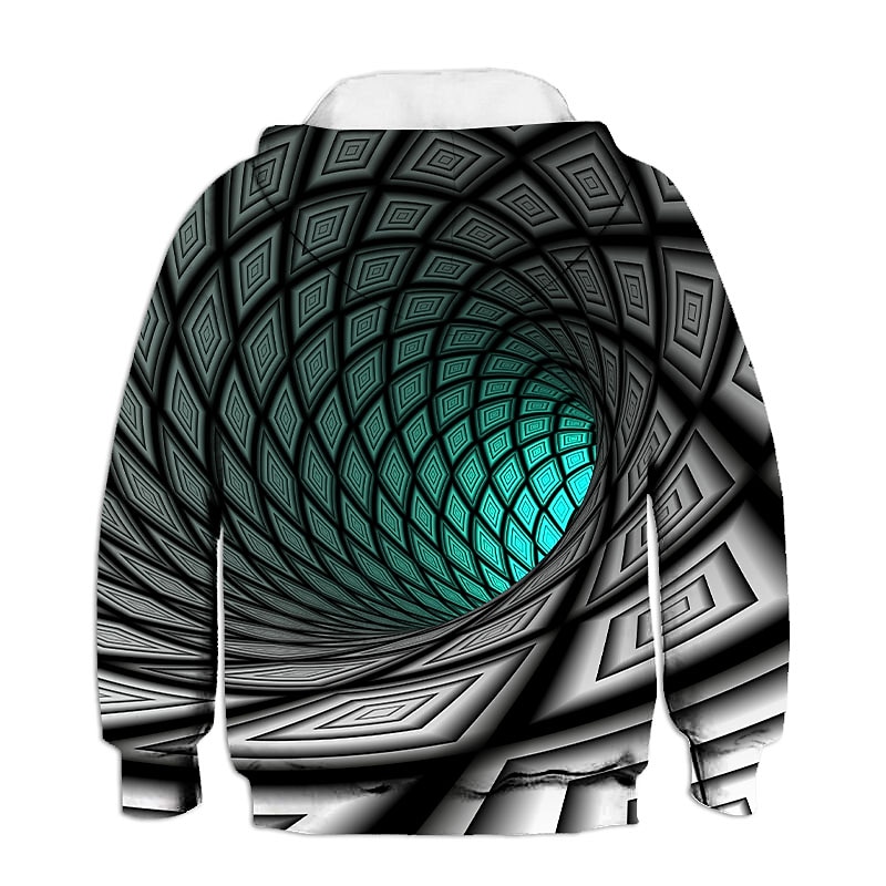 Children's Day Boys 3D Houndstooth Hoodie & Sweatshirt Long Sleeve 3D Print Active Basic Kids2