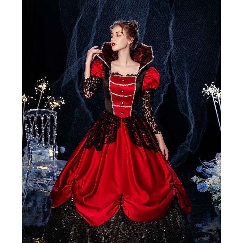 Gothic Rococo Vintage Inspired Dress Party Costume Masquerade Princess Shakespeare Solid Color Ball Gown Fancy Dress Women's Royal Christmas Halloween Carnival Party Masquerade Wedding Party Adults'2