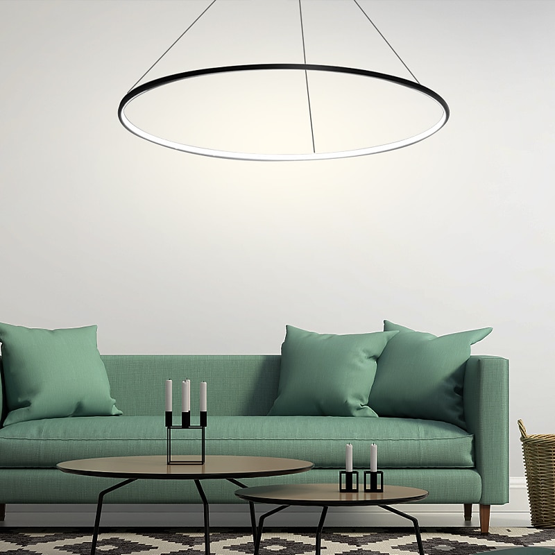 1-Light 60cm 24“ LED Pendant Light Metal Acrylic Circle Design Chrome Modern Contemporary 110-120V 220-240V