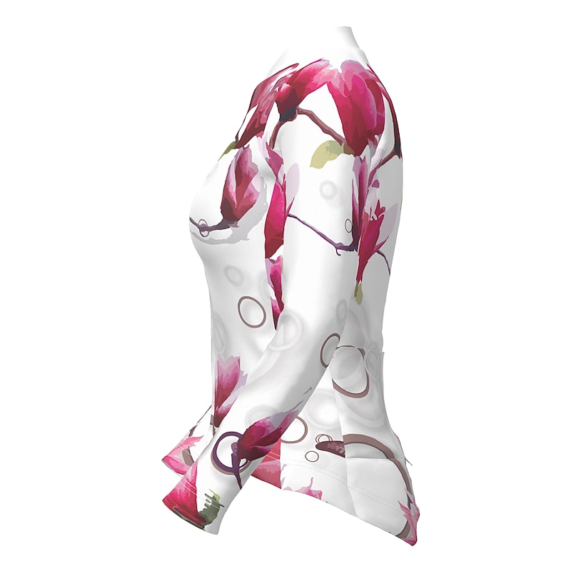 Women's Cycling Jersey Butterfly Patterned Novelty Long Sleeve Bike Jersey Top with 3 Rear Pockets Mountain Bike MTB Road Bike Cycling Quick Dry Soft Reflective Strips Sweat wicking Sports White2