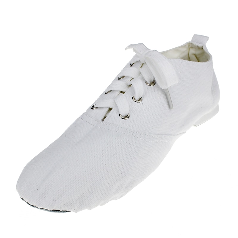 Men's Jazz Shoes Practice Trainning Dance Shoes Stage Performance Flat Sneaker Flat Heel Lace-up White Black Red2