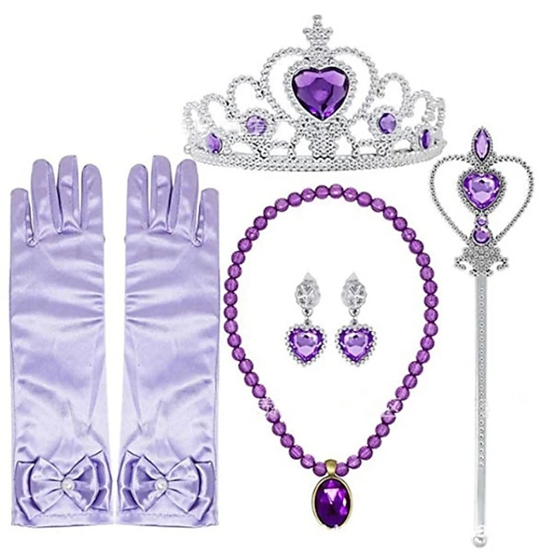 Princess Elsa Gloves Necklace Outfits Movie Cosplay for Girls' Kid's Children's Day Masquerade3