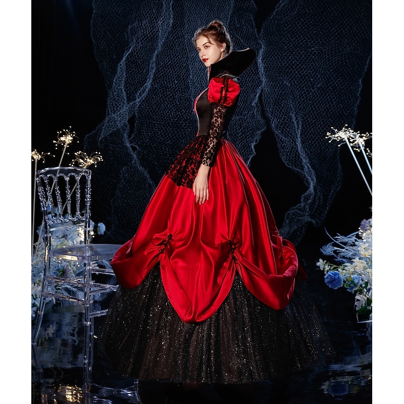 Gothic Rococo Vintage Inspired Dress Party Costume Masquerade Princess Shakespeare Solid Color Ball Gown Fancy Dress Women's Royal Christmas Halloween Carnival Party Masquerade Wedding Party Adults'4