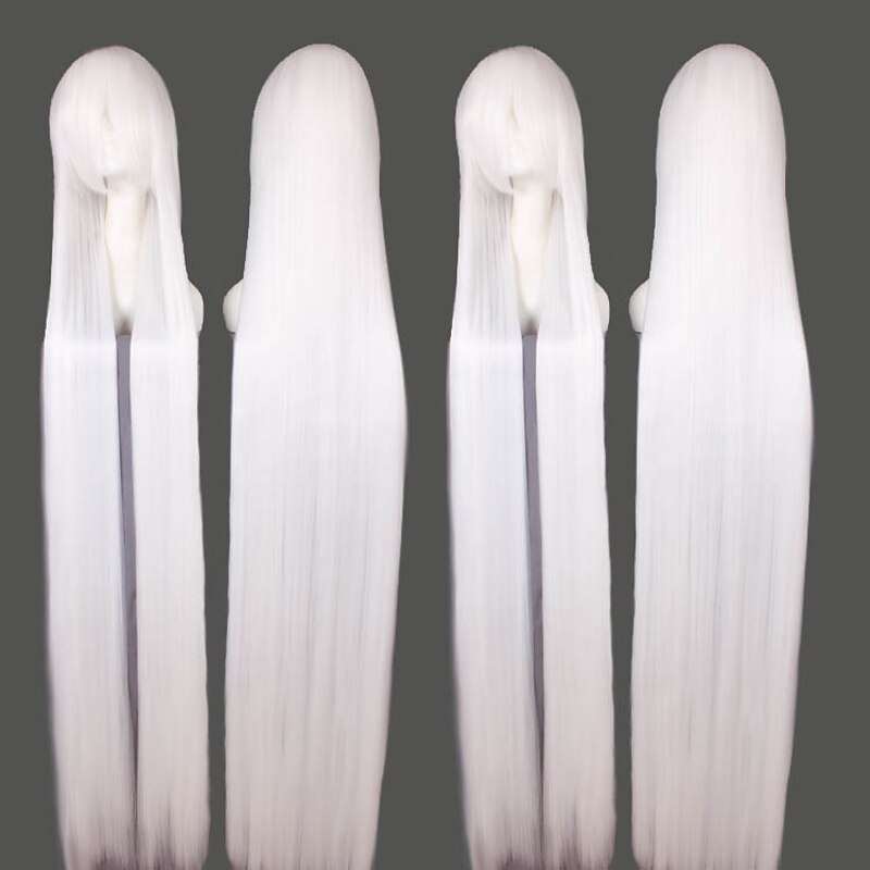 Cosplay  Wig Cosplay Wig Natural Straight With Bangs Wig Black / Blonde Long A1 A2 A4 A7 A8 Synthetic Hair 58 inch Women's Cosplay Creative Party White Black / Blonde Halloween Wigs3