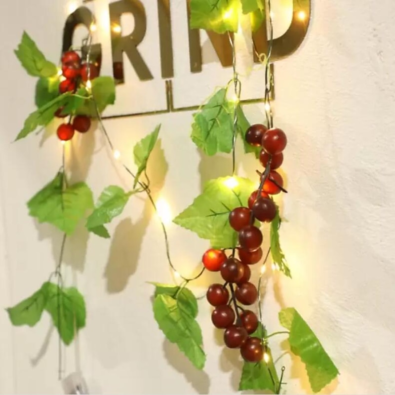 Elegant Wedding Reception Party 4pcs 2M Artificial Ivy Garland Fake Plants LED Fairy String Light Hanging Leaf for Home Wedding Party Decor Hanging Garden Yard (without battery)2