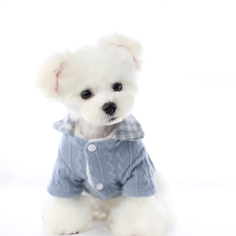 Dog Coat Sweater Plaid / Check Casual / Daily Cute Casual / Daily Winter Dog Clothes Puppy Clothes Dog Outfits Warm Blue Pink Costume  Dog Polyster2