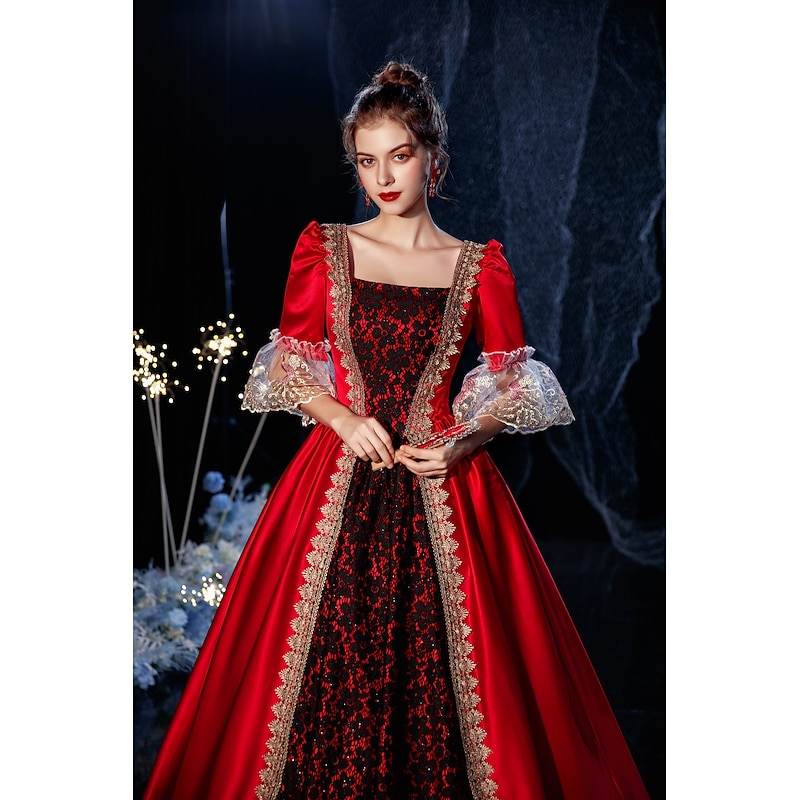 Gothic Rococo Vintage Inspired Dress Party Costume Masquerade Princess Shakespeare Solid Color Ball Gown Fancy Dress Women's Royal Christmas Carnival Masquerade Party Masquerade Wedding Party Adults'3