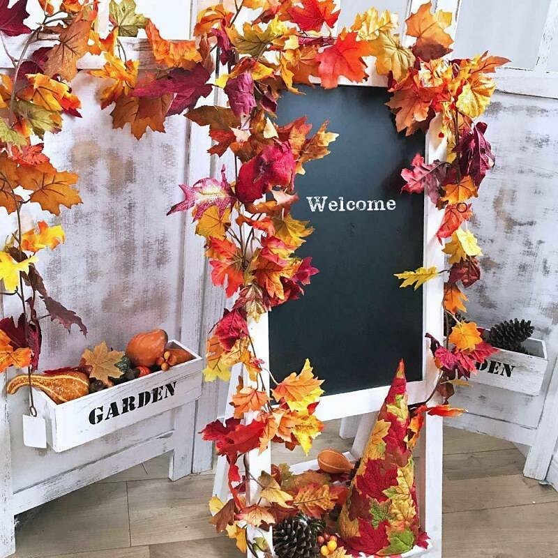 5pcs Fall Maple Leaf Garland Lights LED String Lights 1.7M 20LEDs Holiday Party Garden Thanksgiving Harvest Festival Halloween Decorative Light without Battery3