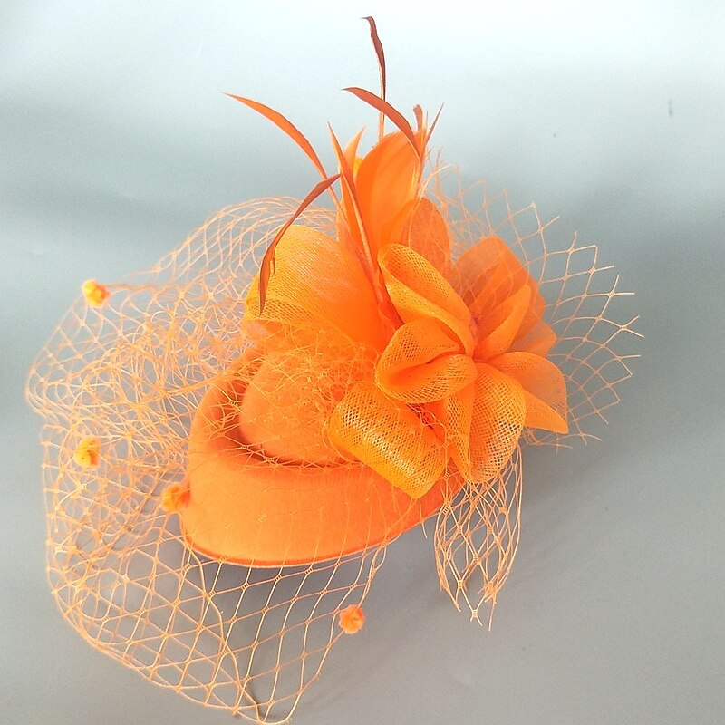 Fascinators Kentucky Derby Hat Headpiece Feathers Net Bucket Hat Pillbox Hat Wedding Party / Evening Ladies Day Melbourne Cup Cocktail With Cap Floral Headpiece Headwear4