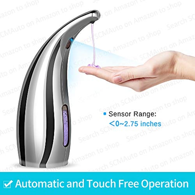 Soap Dispenser Touchless, No Touch Automatic Soap Dispenser for Kitchen, Bathroom, Shower (300ml, Silver)2