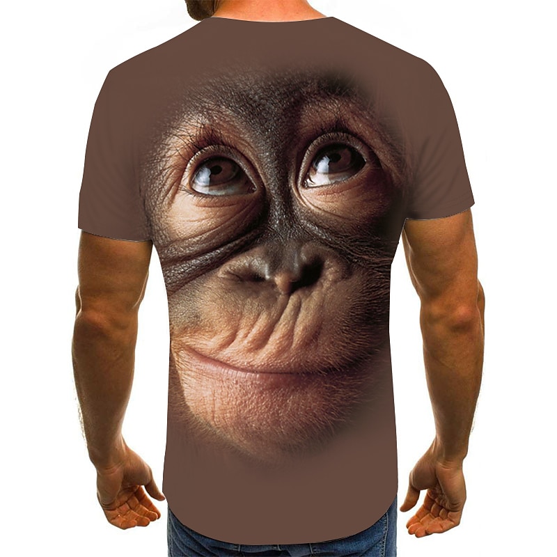 Men's Graphic Animal Orangutan Shirt T Shirt Tee Short Sleeve T shirt 3D Print Round Neck Shirt Chic & Modern Funny Comfortable Party Street Daily Black Pink Brown Summer Clothing Apparel S M L XL4