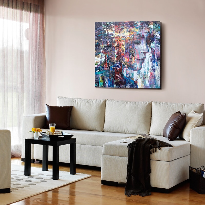 Oil Painting Handmade Hand Painted Wall Art Abstract Woman Portrait Home Decoration Décor Stretched Frame Ready to Hang 7