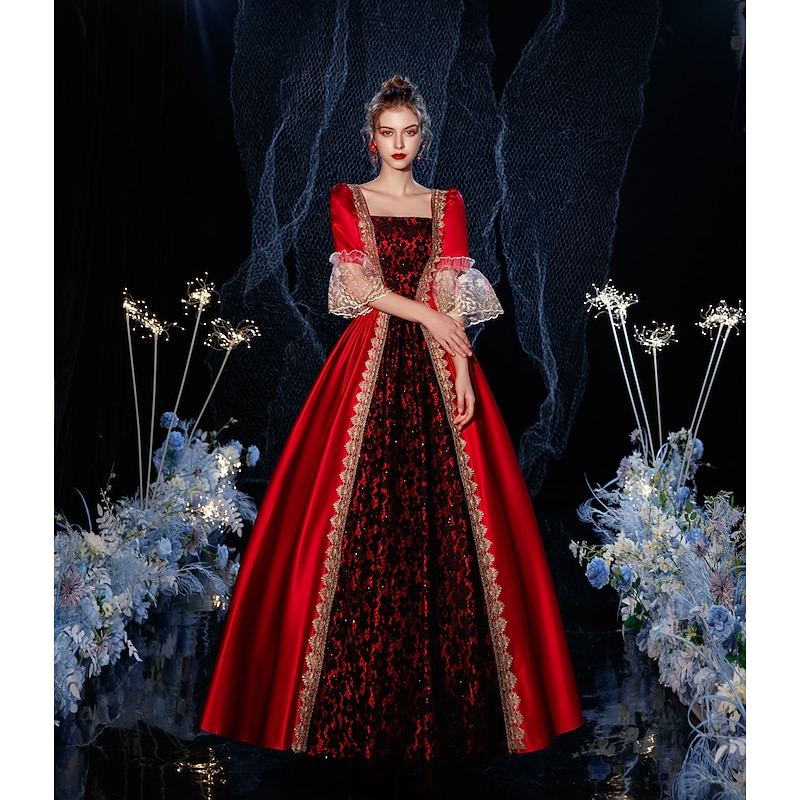 Gothic Rococo Vintage Inspired Dress Party Costume Masquerade Princess Shakespeare Solid Color Ball Gown Fancy Dress Women's Royal Christmas Carnival Masquerade Party Masquerade Wedding Party Adults'