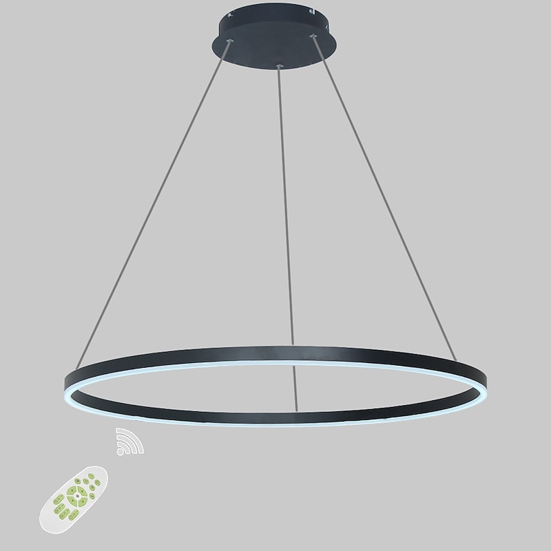 60cm LED Pendant Light Circle Black White Gold Coffee Aluminum Dimmable For Dinning Room Bedroom With Acrylic Shade 30W Painted Finishes4