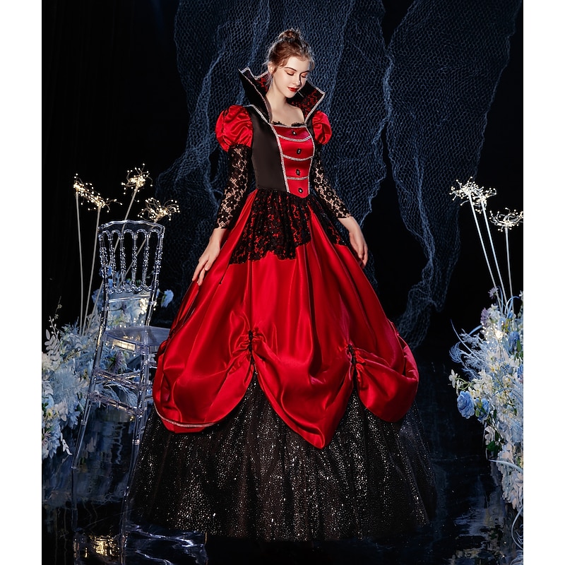 Gothic Rococo Vintage Inspired Dress Party Costume Masquerade Princess Shakespeare Solid Color Ball Gown Fancy Dress Women's Royal Christmas Halloween Carnival Party Masquerade Wedding Party Adults'3