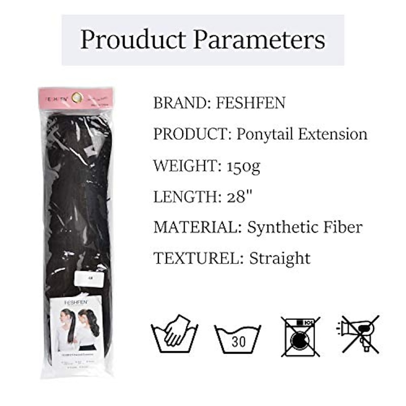 Straight Ponytail Extensions Long Wrap Around Synthetic Hair Piece Clip In Ponytail Hair Extensions  Synthetic Hair 28 Inch 150G3
