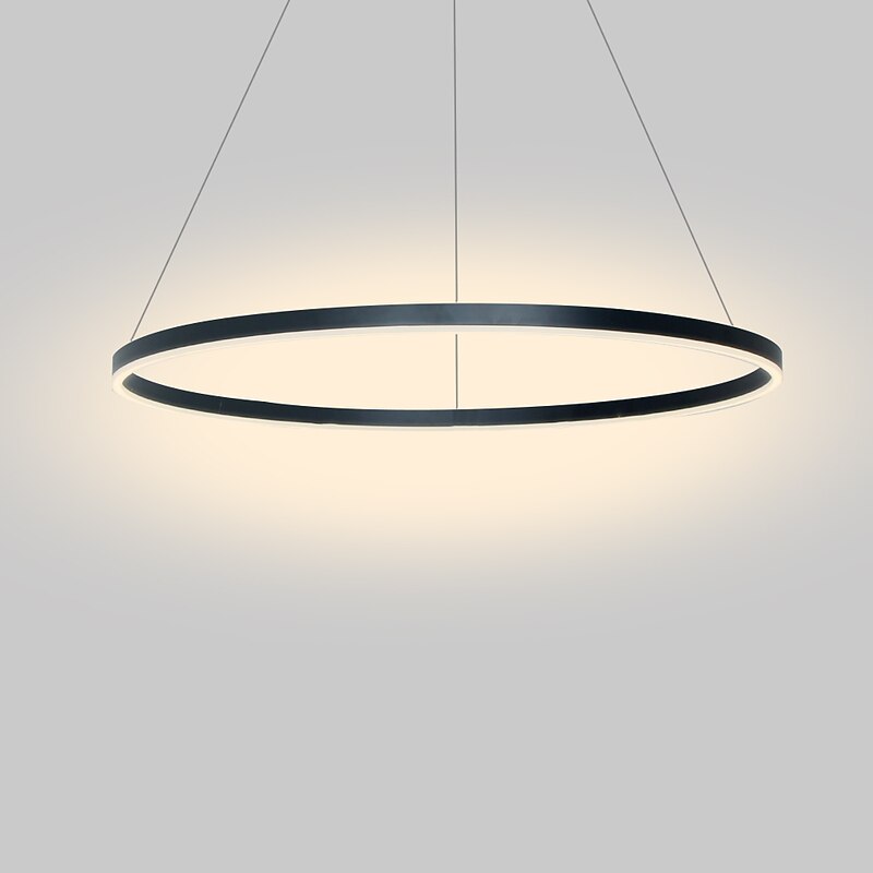 60cm LED Pendant Light Circle Black White Gold Coffee Aluminum Dimmable For Dinning Room Bedroom With Acrylic Shade 30W Painted Finishes3