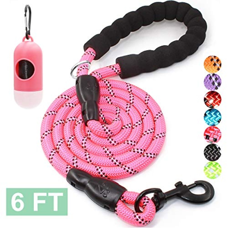 Strong Dog Leash With Comfortable Padded Handle And Highly Reflective Threads Dog Leashes For Small Medium And Large Dogs