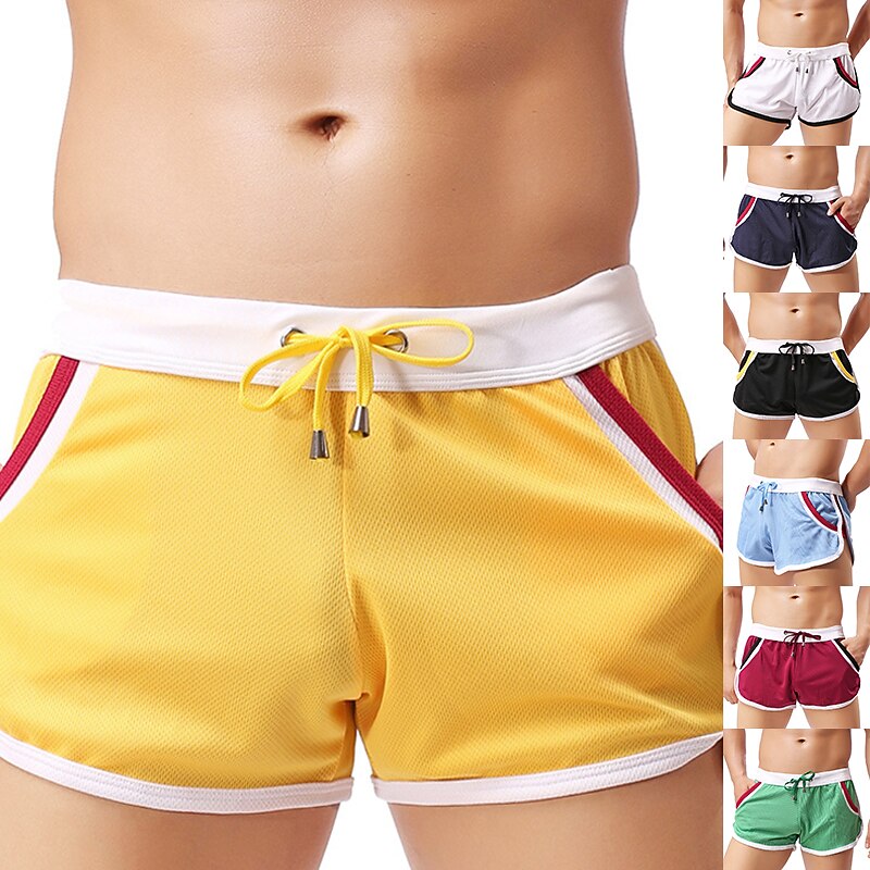 Men's Running Shorts Athletic Shorts Drawstring with White Trim Bottoms Outdoor Home Cotton Breathable Comfortable Gym Workout Exercise & Fitness Leisure Sports Sportswear Activewear Fashion Black