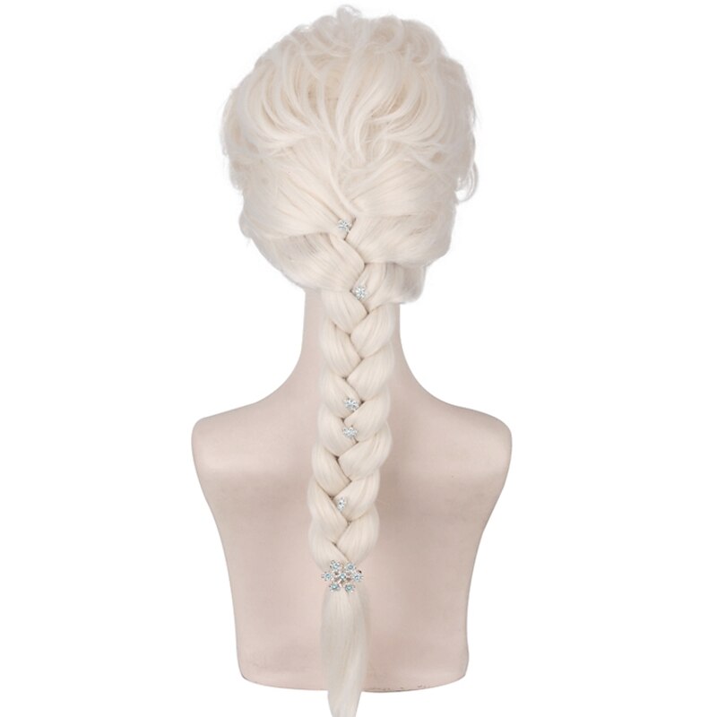 Cosplay  Wig Cosplay Wig Elsa Frozen II Plaited With Ponytail Wig Long Light golden Synthetic Hair 30 inch Women's Anime Cosplay Party Blonde Halloween Wigs4