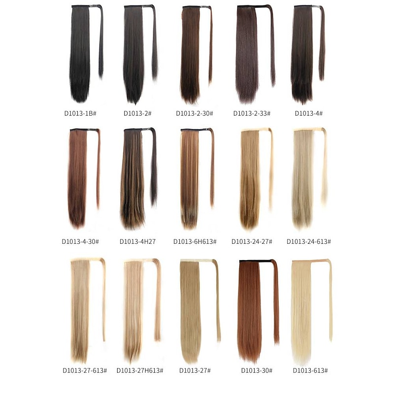 ponytail extensions real human hair clip in 16 inches 65g jet black color straight drawstring warp around ponytail hair piece remy human hair for women2