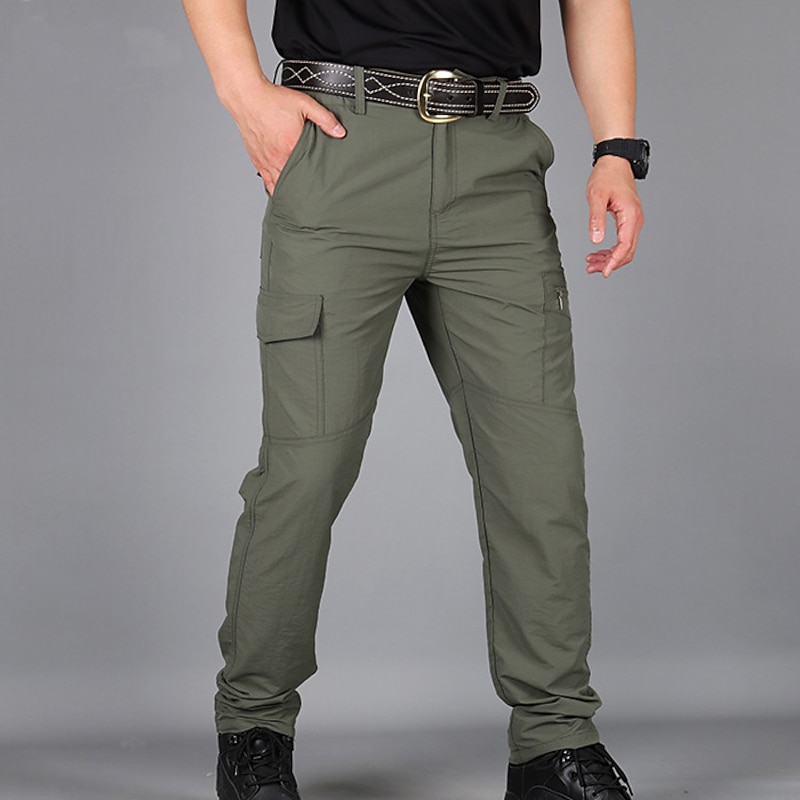 Men's Cargo Pants Cargo Trousers Combat Trousers Tactical Pants Trousers Elastic Waist Multi Pocket Straight Leg Plain Anti-Wear Quick Dry Sports Outdoor Hiking Tactical Black khaki3