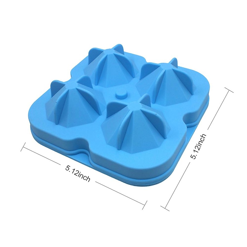 4 Grid Diamond Ice Cube Tray Reusable Ice Cubes Maker Silicone Ice Cream Molds Form Chocolate Mold Whiskey Party Bar Tools3