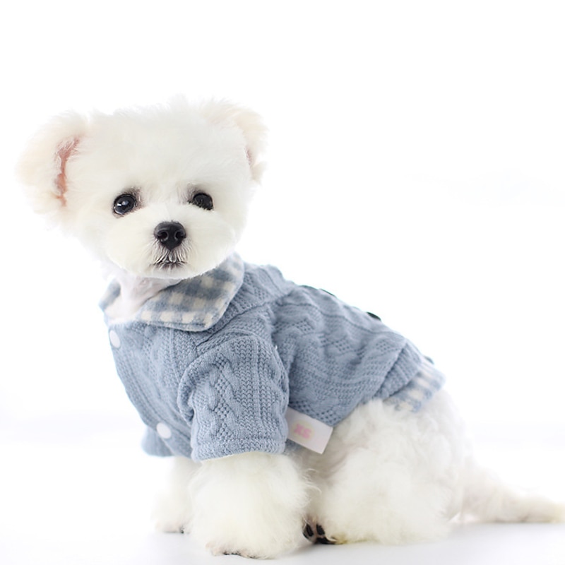 Dog Coat Sweater Plaid / Check Casual / Daily Cute Casual / Daily Winter Dog Clothes Puppy Clothes Dog Outfits Warm Blue Pink Costume  Dog Polyster