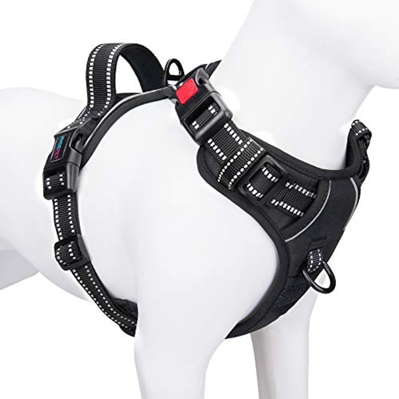 No Pull Dog Harnesses for Small Dogs Reflective Adjustable Front Clip Vest with Handle 2 Metal Rings 3 Buckles [Easy to Put on & Take Off