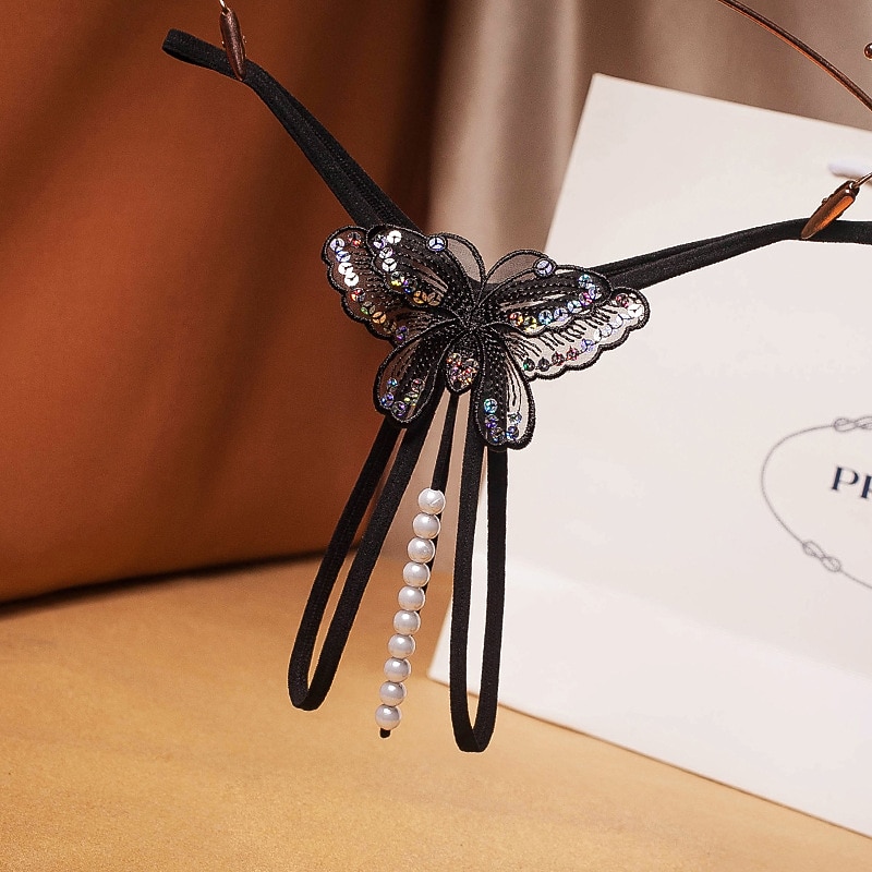 Women's Panties 1 PC Nylon Spandex Sequins Lace Home Outfits4