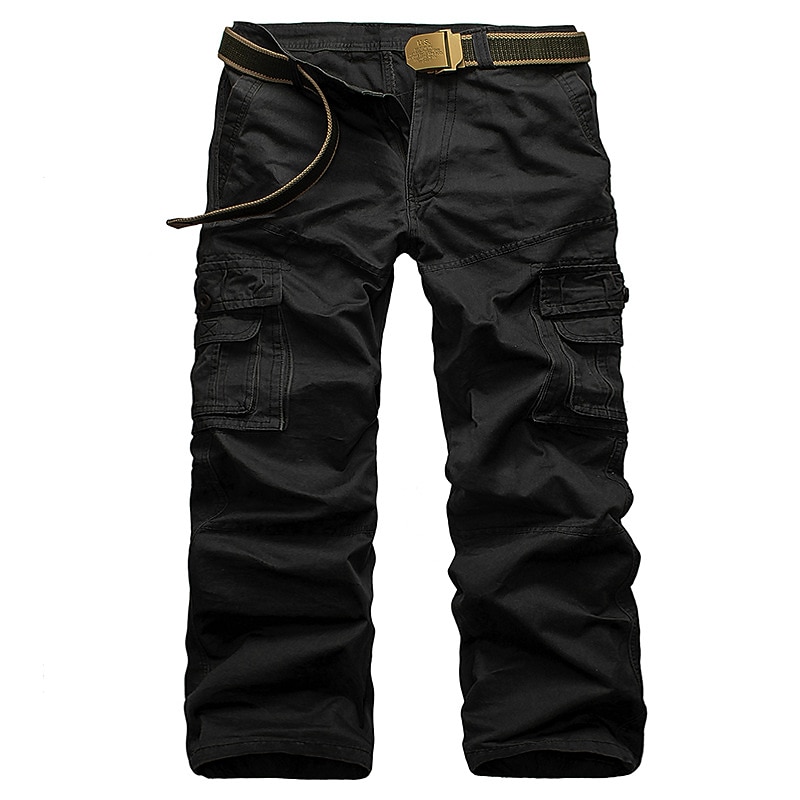 Men's Cargo Pants Cargo Trousers Trousers Tactical Work Pants Classic Multi Pocket Plain Outdoor Full Length Daily Cotton Basic Tactical Slim Black White