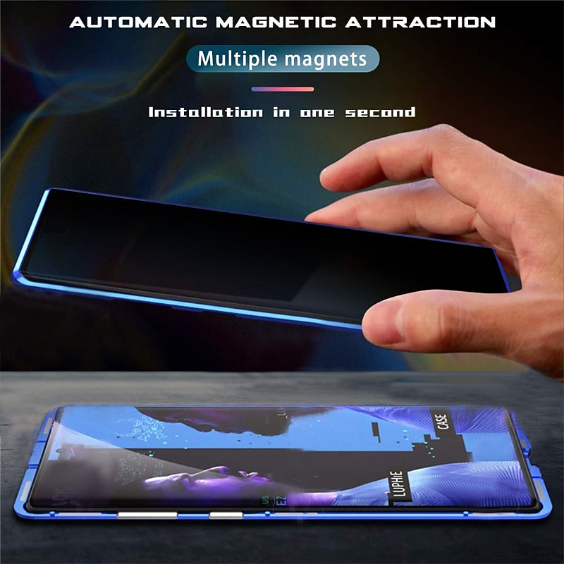 Phone Case For Samsung Galaxy S25 S24 S23 S22 S21 FE S21 Ultra Plus S20 Magnetic Adsorption Full Body Protective Anti peep Shockproof Transparent Privacy Tempered Glass2
