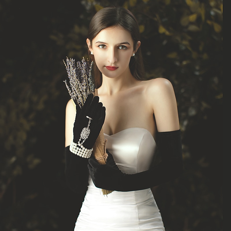Velvet Opera Length Glove Modern Style / Gloves With Solid Wedding / Party Glove dress to impress2