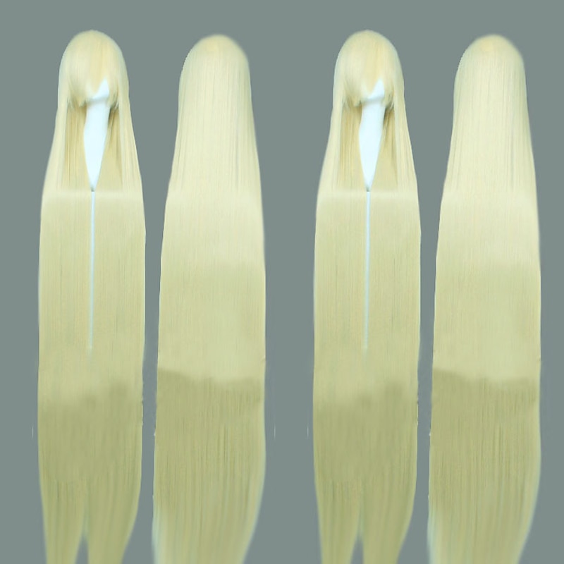 Cosplay  Wig Cosplay Wig Natural Straight With Bangs Wig Black / Blonde Long A1 A2 A4 A7 A8 Synthetic Hair 58 inch Women's Cosplay Creative Party White Black / Blonde Halloween Wigs4
