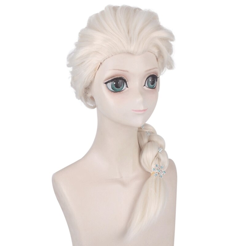 Cosplay  Wig Cosplay Wig Elsa Frozen II Plaited With Ponytail Wig Long Light golden Synthetic Hair 30 inch Women's Anime Cosplay Party Blonde Halloween Wigs2