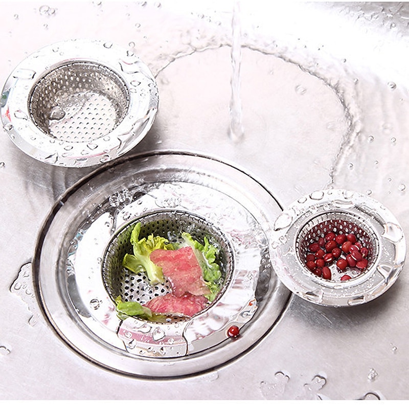 1PC Household Stainless Steel Kitchen Sink Strainer Drain Metal Bath Waste Screen Tool