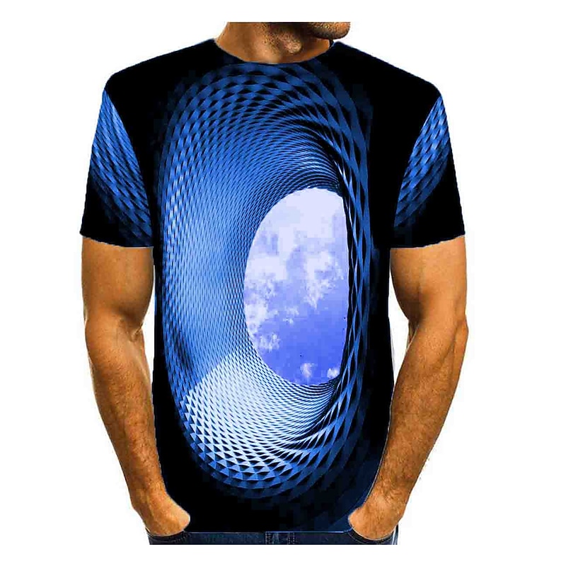 Men's Graphic Optical Illusion Shirt T Shirt Short Sleeve T shirt 3D Print Round Neck Shirt Basic Daily Blue Green Rose Red Clothing Apparel Normal S M L XL 2XL 3XL 4XL4