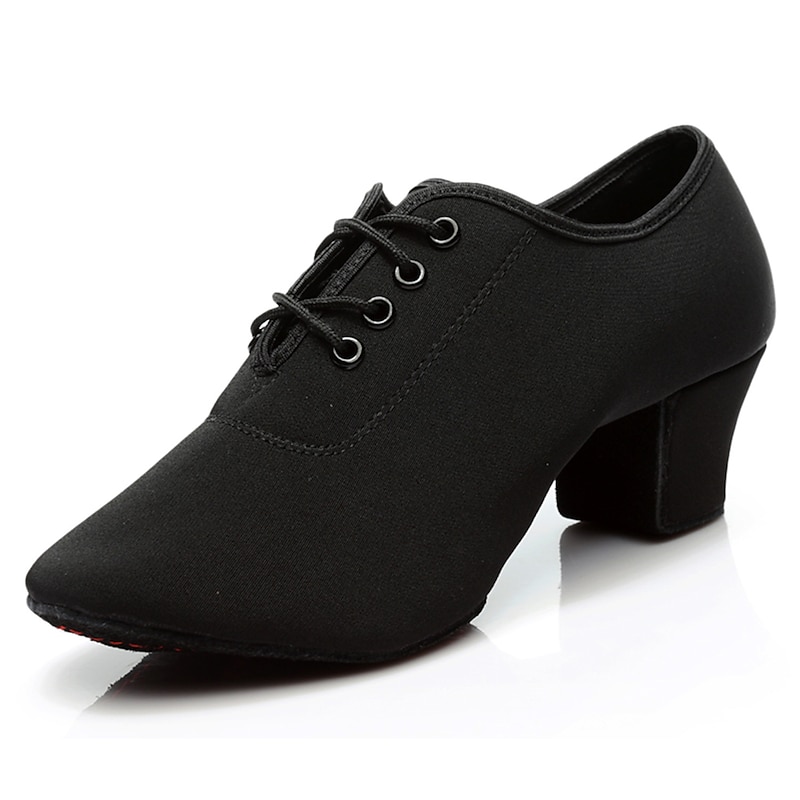 Classic Black Lace-Up Dance Shoes for Women - Comfortable Ballroom and Latin Dance Heels - Main Image