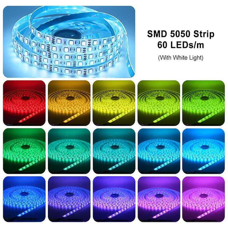 Led Strip Light 10m 32.8ft RGB Color Changing Waterproof SMD 5050 Room Bedroom Home Kitchen Cabinet Party Decoration 12V 6A Adapter2