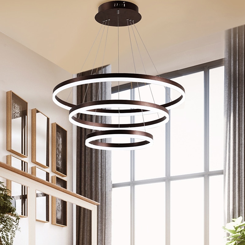 LED Pendant Light 3-Light 80cm/60cm/40cm Ring Circle Design 113W Aluminum Painted Finishes Modern Downlight Smart Wifi Control Dimmable with Remote Control2