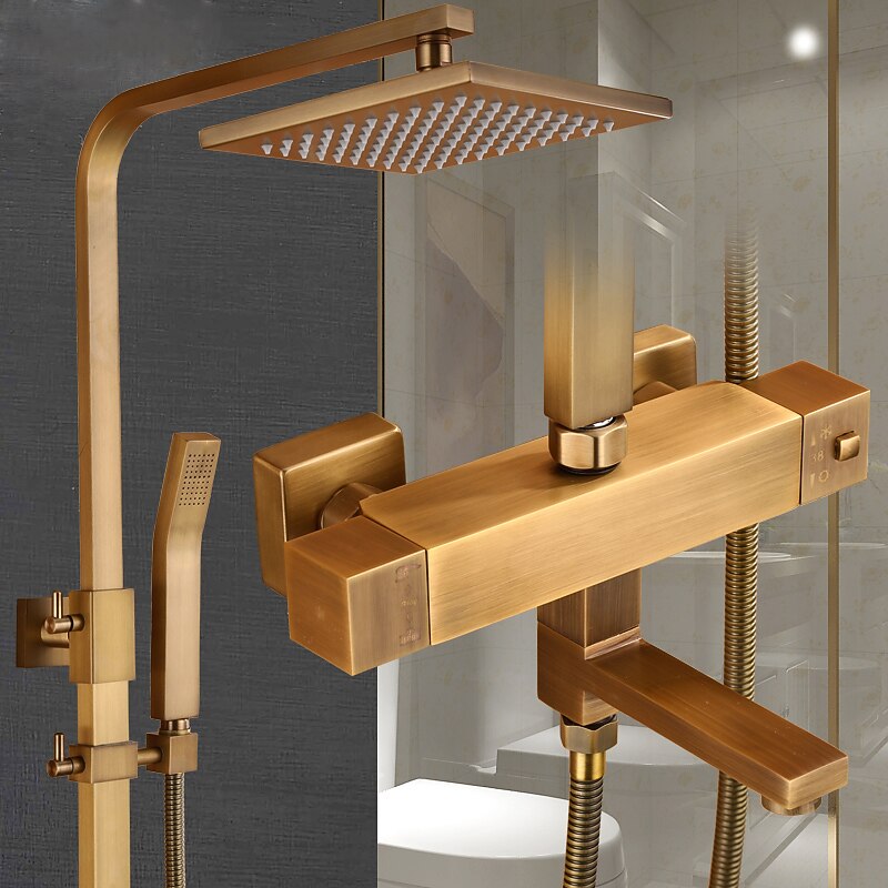 Shower Faucet,Shower Set Set Handshower Included Pullout Rainfall Shower/Traditional Brass Wall Mounted Ceramic Valve Bath Shower Mixer Taps3
