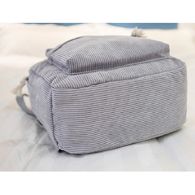 Women's Corduroy Backpack with Tassel Drawstring and Front Pocket – Soft Lightweight Casual Bag for School, Travel, or Daily Use3