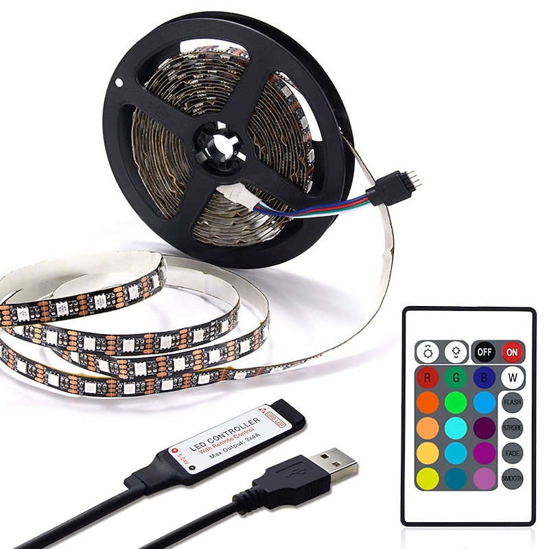 USB LED Strip Light with Remote Control RGB Flexible Strip Light Multicolor for Desk Decor Screen TV Background Lighting2