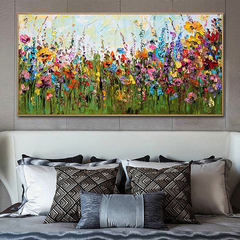 Mintura Hand Painted Flowers Landscape Oil Paintings on Canvas Modern Abstract Wall Picture Art Posters For Home Decoration Ready To Hang With Stretched Frame4