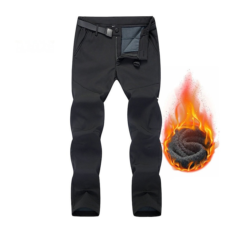 Men's Hiking Pants Trousers Fleece Lined Pants Softshell Pants Winter Outdoor Standard Fit Thermal Warm Fleece Lining Waterproof Windproof Pants / Trousers Bottoms Black Blue Fleece Fishing Climbing4
