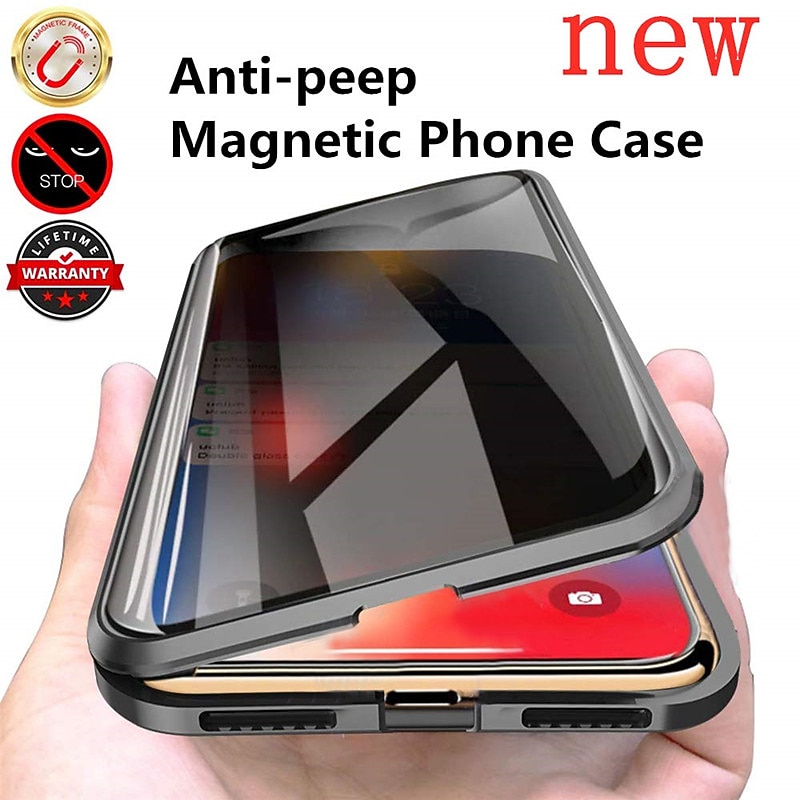 Phone Case For Samsung Galaxy S25 S24 S23 S22 S21 FE S21 Ultra Plus S20 Magnetic Adsorption Full Body Protective Anti peep Shockproof Transparent Privacy Tempered Glass